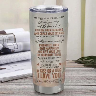 Personalized To My Goddaughter Gifts Tumbler From Godmother Bear My Only Wish For You Goddaughter Birthday Gifts Graduation Christmas Custom Stainless Steel Travel Mug | siriusteestore