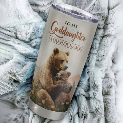 Personalized To My Goddaughter Gifts Tumbler From Godmother Bear My Only Wish For You Goddaughter Birthday Gifts Graduation Christmas Custom Stainless Steel Travel Mug | siriusteestore
