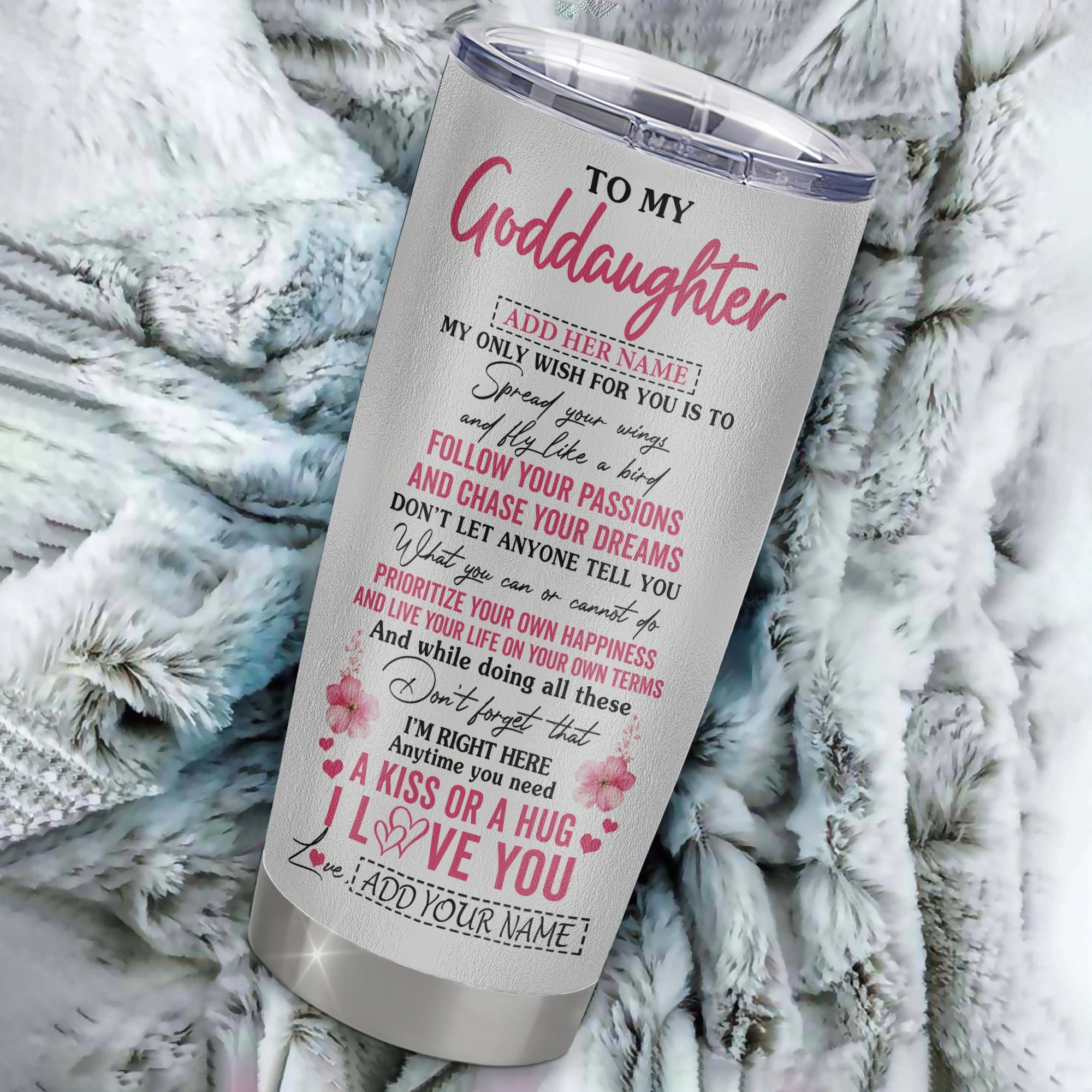 Personalized To My Goddaughter Gifts Tumbler From Godmother Butterfly My Only Wish For You Goddaughter Birthday Gifts Graduation Christmas Custom Stainless Steel Mug | siriusteestore