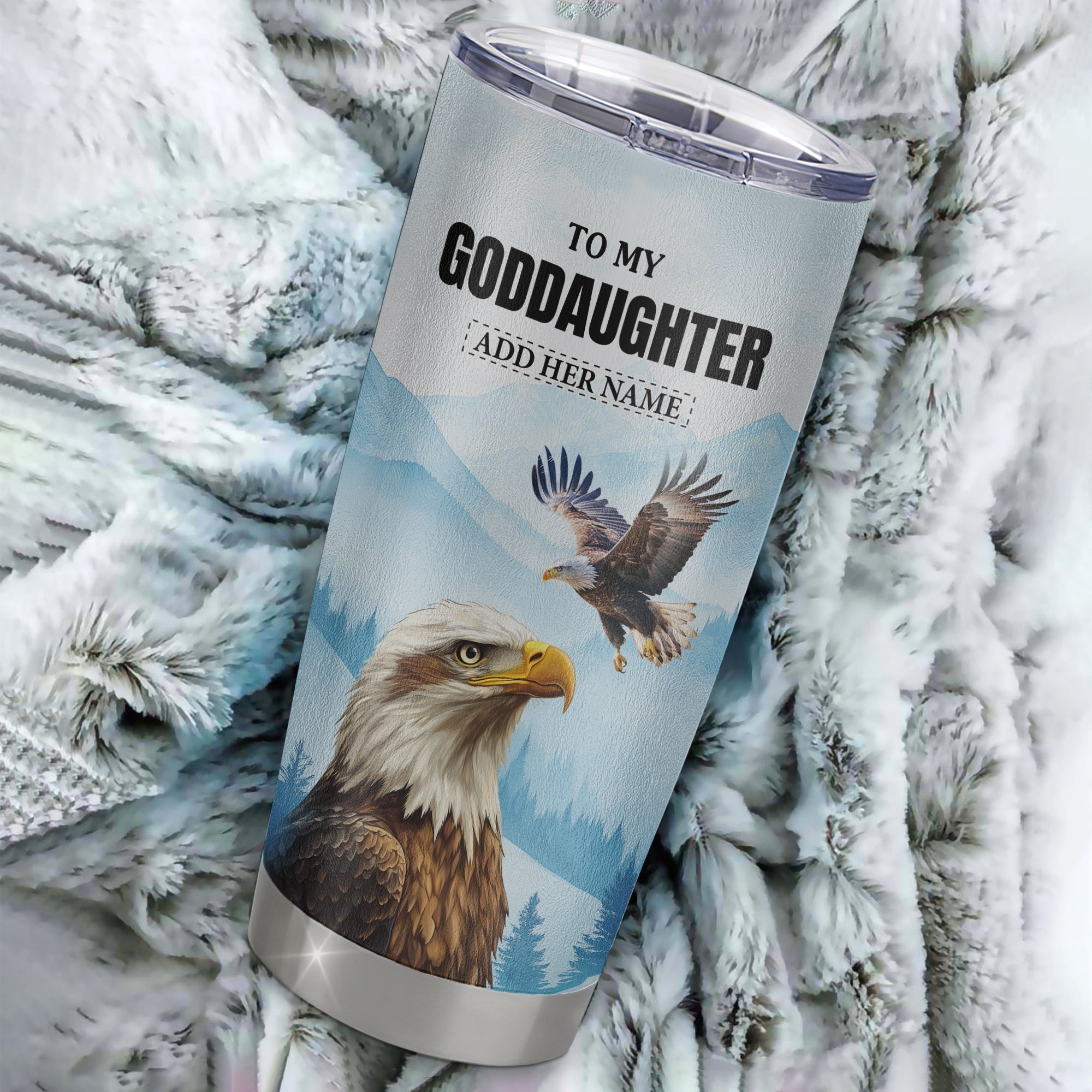 Personalized To My Goddaughter Gifts Tumbler From Godmother Eagle My Only Wish For You Goddaughter Birthday Gifts Graduation Christmas Custom Stainless Steel Travel Mug | siriusteestore