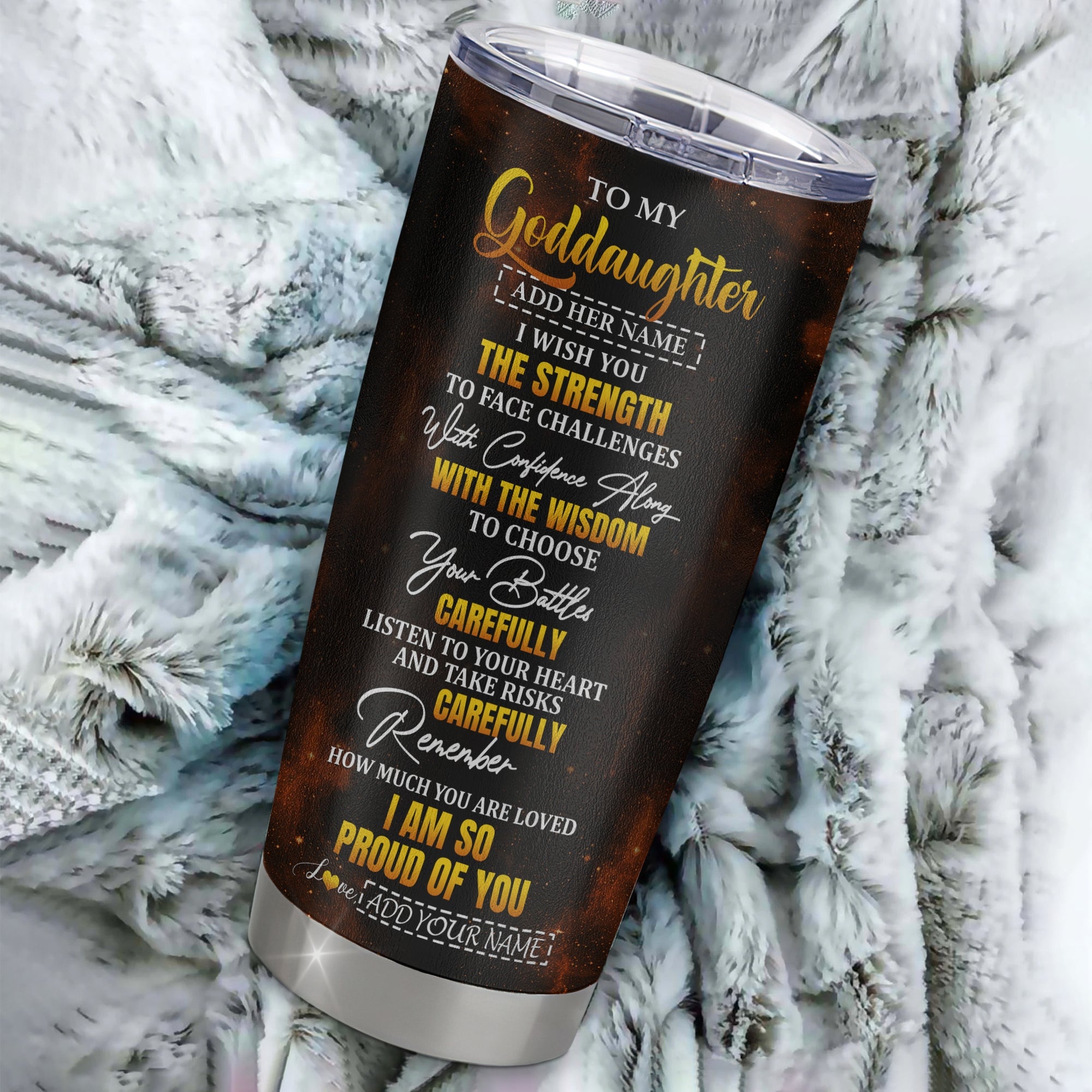 Personalized To My Goddaughter Gifts Tumbler From Godmother Godfather I Wish You The Strength Eagle Goddaughter Birthday Gifts Christmas Custom Stainless Steel Mug | siriusteestore