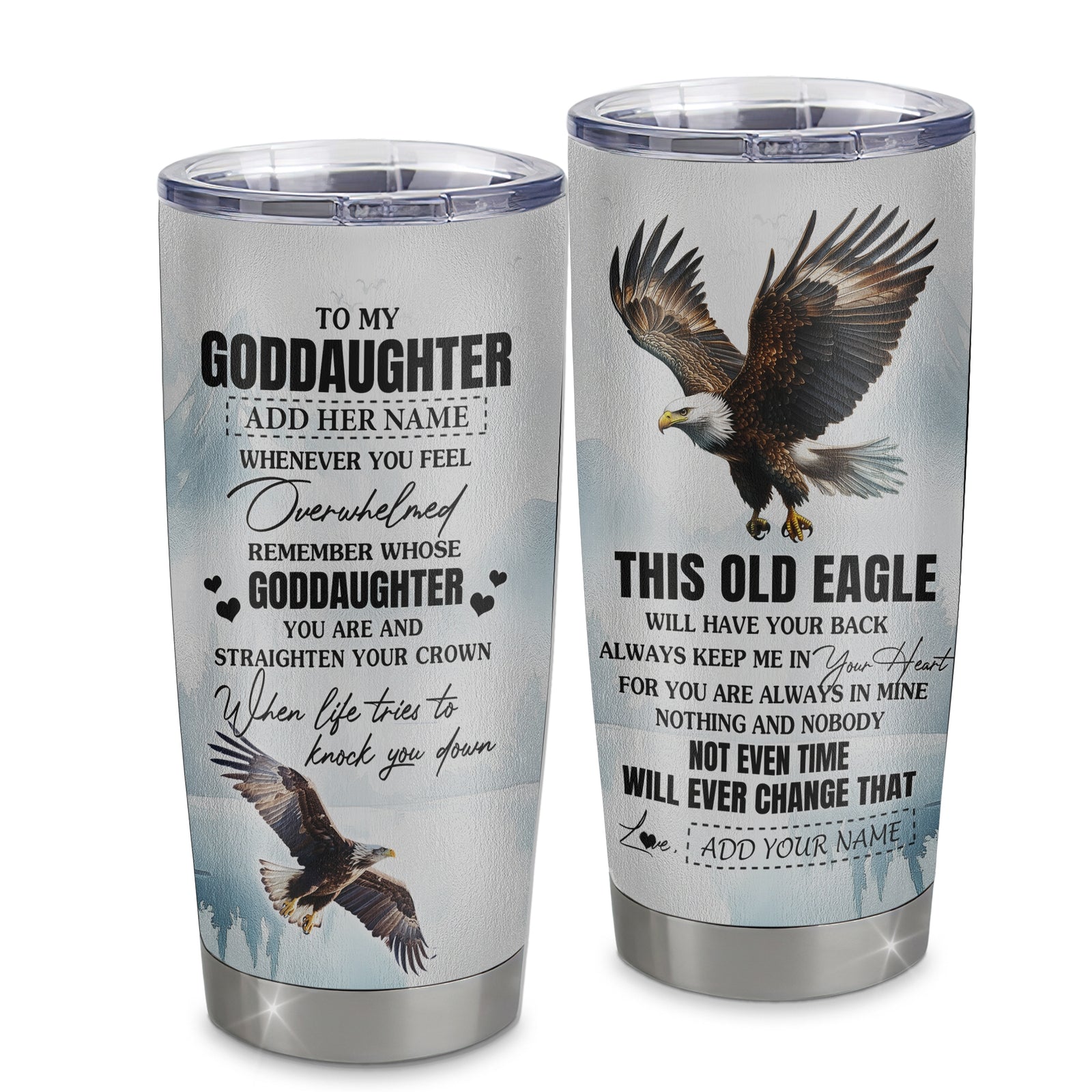 Personalized To My Goddaughter Gifts Tumbler From Godmother Whenever Eagle Unique Birthday Gifts For Goddaughter Graduation Christmas Stainless Steel Insulated Mug | siriusteestore