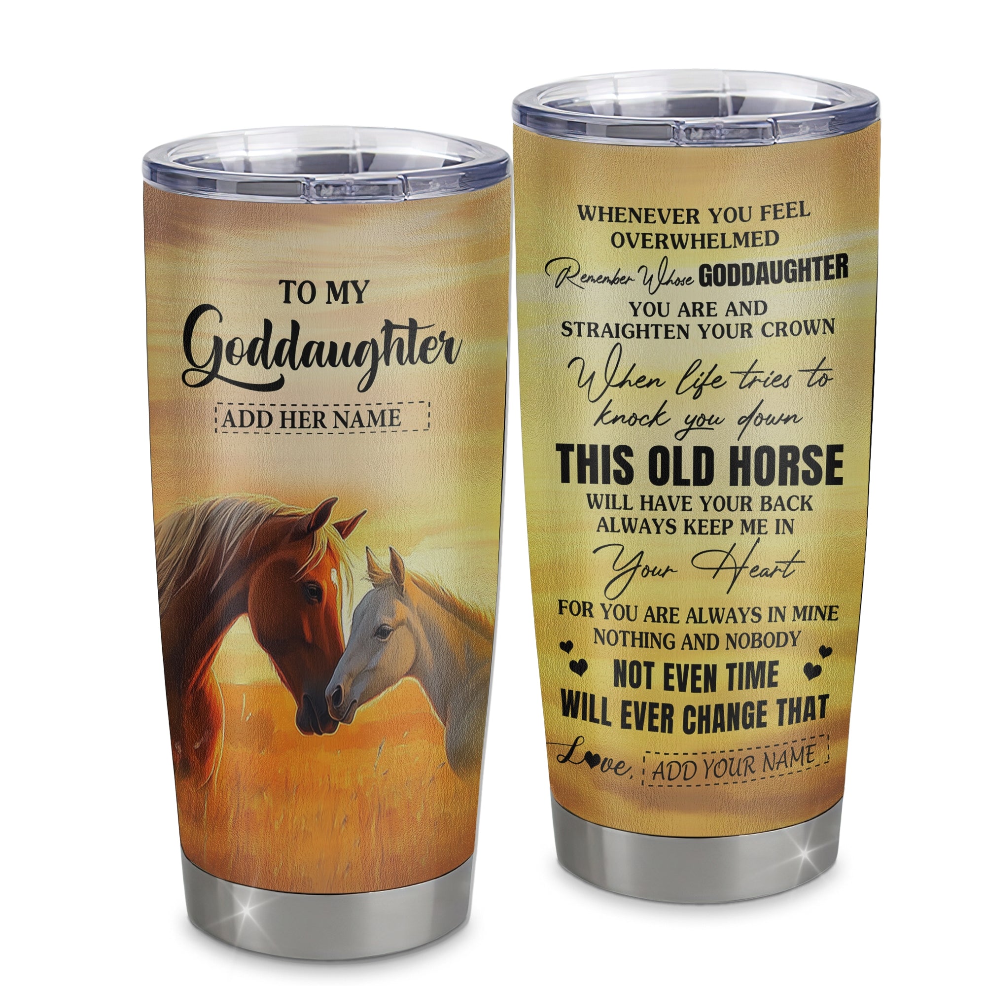 Personalized To My Goddaughter Gifts Tumbler From Godmother Whenever Horse Unique Birthday Gifts For Goddaughter Graduation Christmas Custom Stainless Steel Cup Mug | siriusteestore