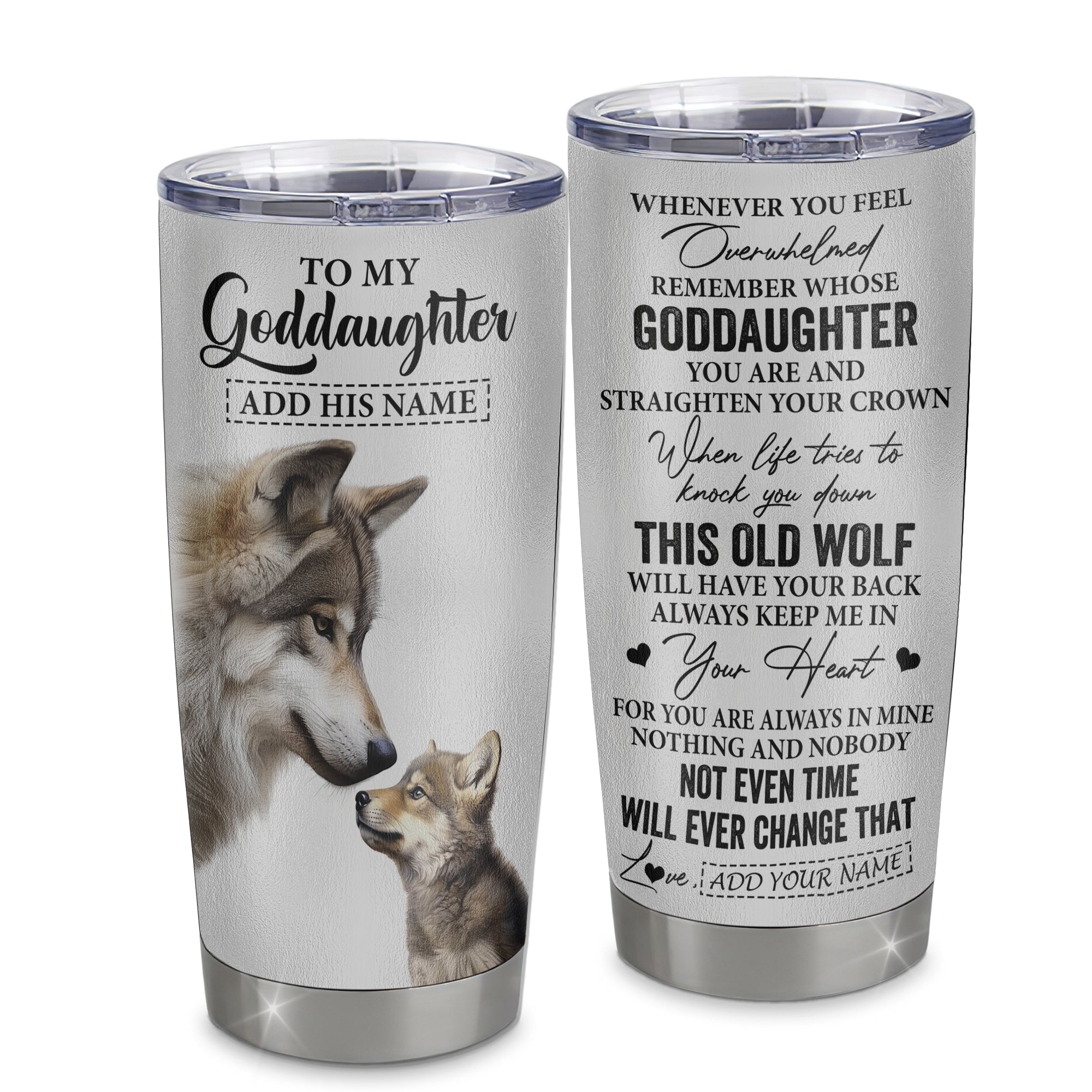 Personalized To My Goddaughter Gifts Tumbler From Godmother Whenever Wolf Unique Birthday For Goddaughter Graduation Christmas Custom Stainless Steel Cup Travel Mug | siriusteestore