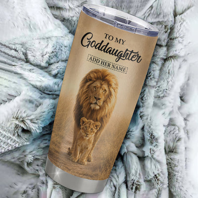 Personalized To My Goddaughter Gifts Tumbler From Uncle Always Remember Lion Gifts For Goddaughter Birthday Graduation Christmas Custom Stainless Steel Travel Mug | siriusteestore