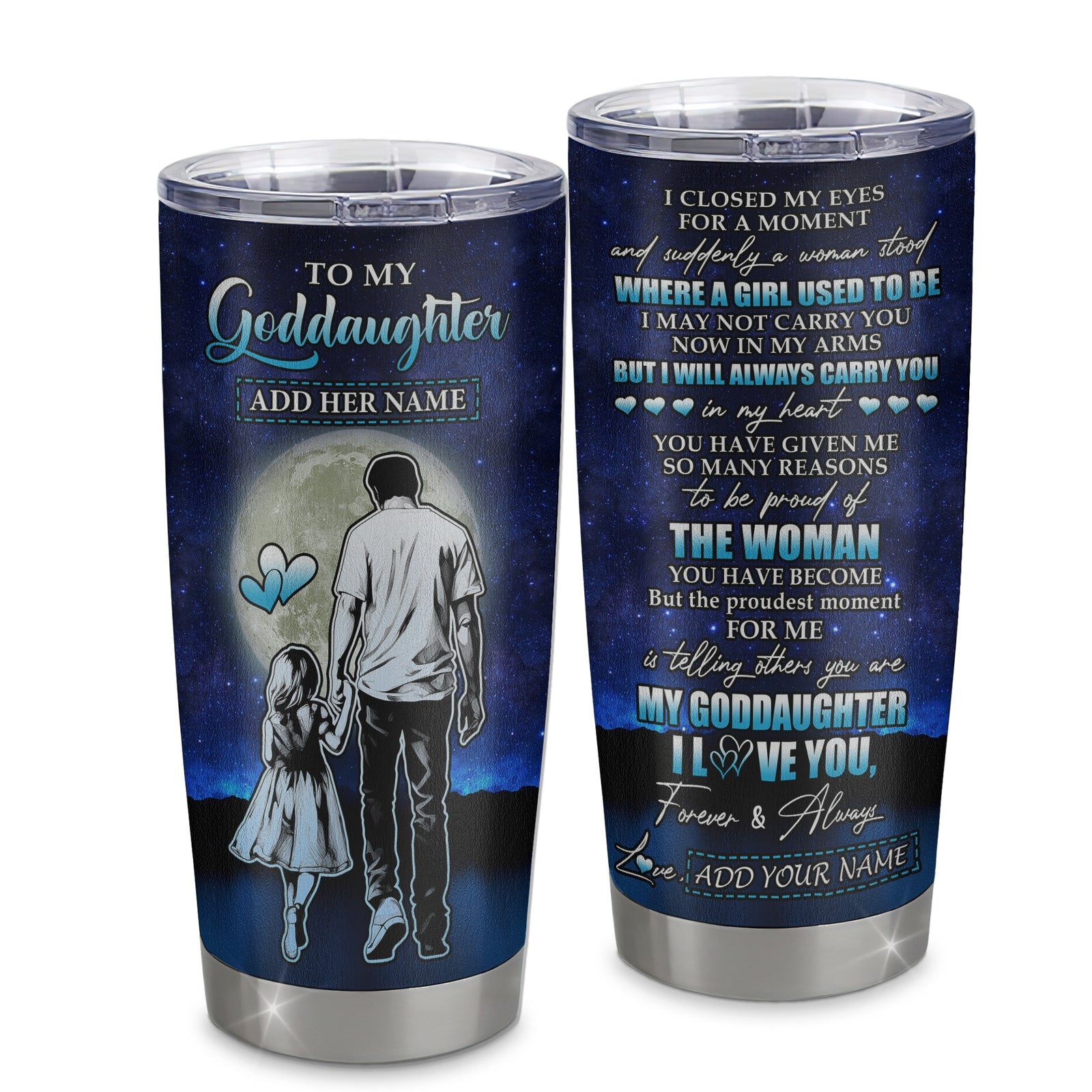 Personalized To My Goddaughter Gifts Tumbler From Uncle I Closed My Eyes For A Moment Goddaughter Birthday Graduation Christmas Custom Stainless Steel Cup Travel Mug | siriusteestore