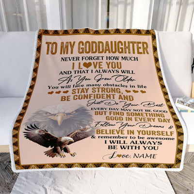 Personalized To My Goddaughter I Love You Forever Blanket From Aunt Uncle Eagle Goddaughter Birthday Gifts Graduation Christmas Customized Fleece Throw Blanket | siriusteestore