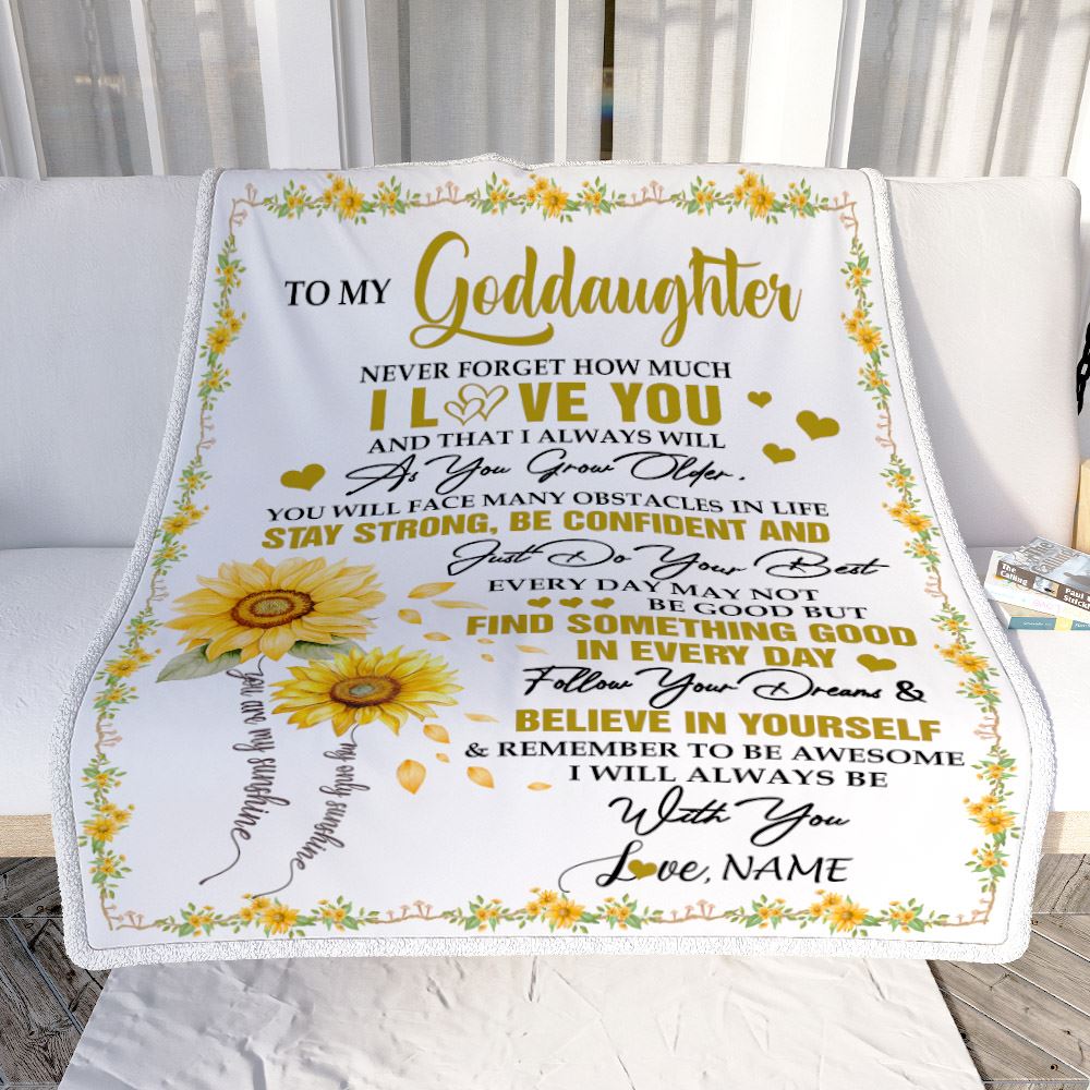 Personalized To My Goddaughter I Love You Forever Blanket From Aunt Uncle Sunflower Goddaughter Birthday Gifts Graduation Christmas Customized Fleece Blanket | siriusteestore