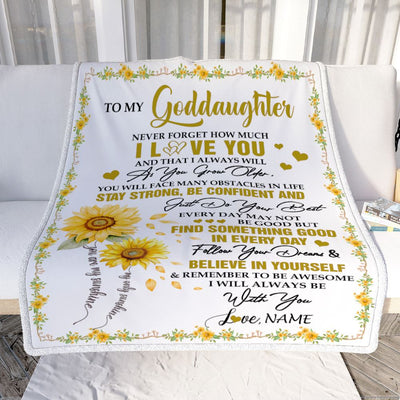 Personalized To My Goddaughter I Love You Forever Blanket From Aunt Uncle Sunflower Goddaughter Birthday Gifts Graduation Christmas Customized Fleece Blanket | siriusteestore