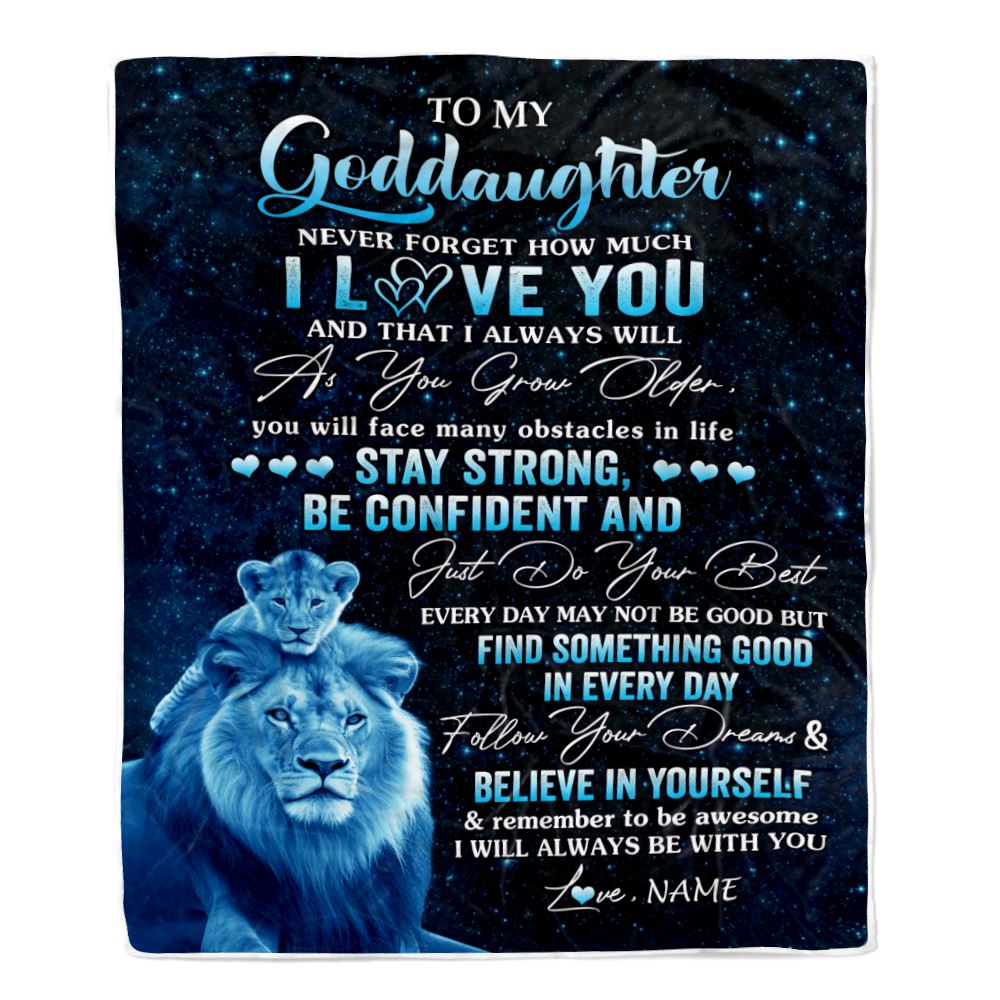 Personalized To My Goddaughter I Love You Forever Blanket From Godfather Lion Goddaughter Birthday Gifts Graduation Christmas Customized Fleece Blanket | siriusteestore