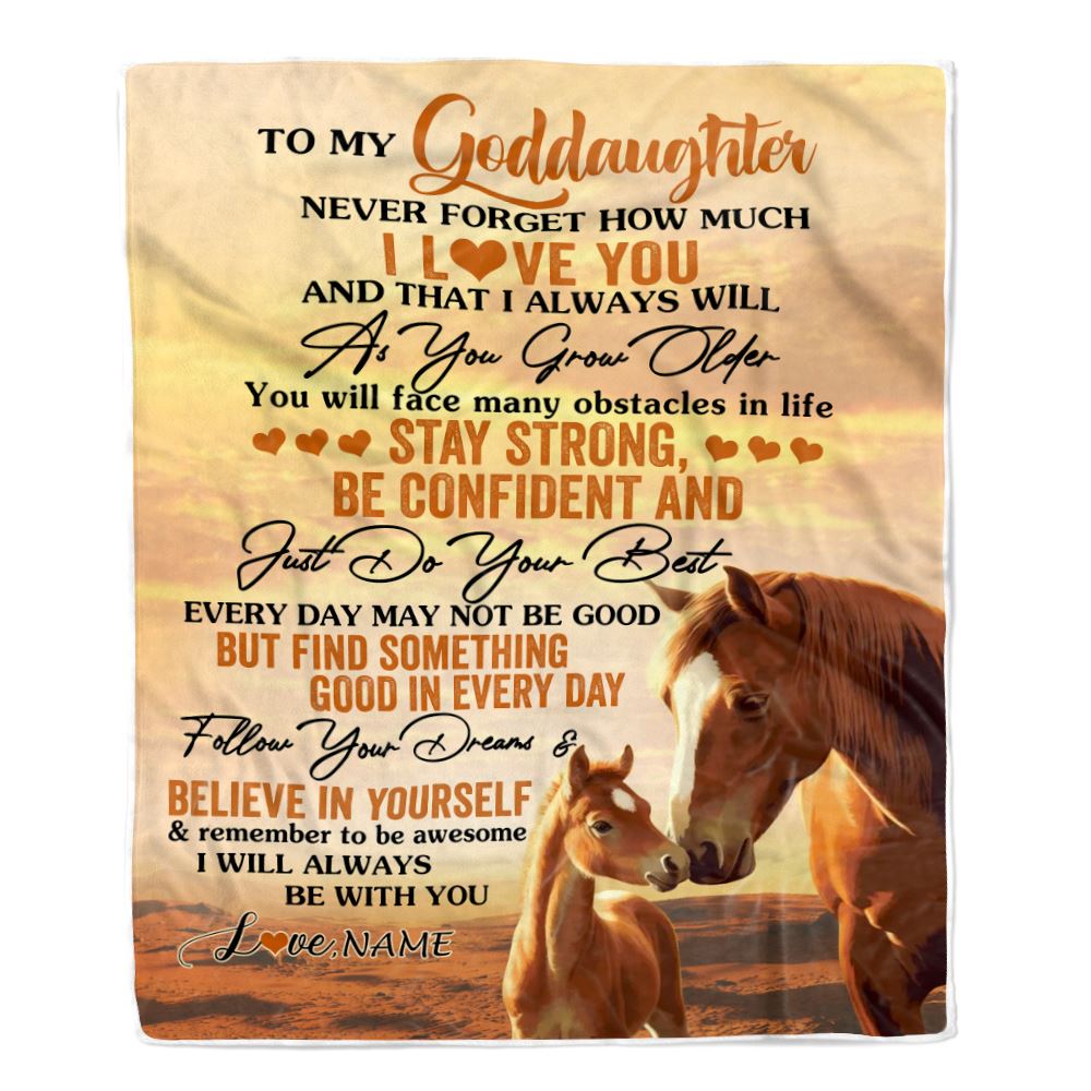 Personalized To My Goddaughter I Love You Forever Blanket From Godmother Aunt Horse Goddaughter Birthday Gifts Graduation Christmas Customized Fleece Blanket | siriusteestore