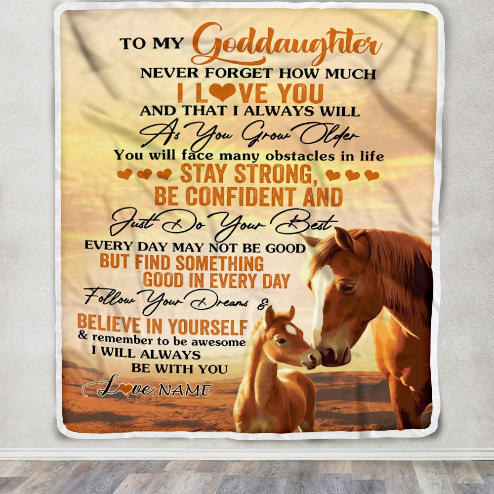 Personalized To My Goddaughter I Love You Forever Blanket From Godmother Aunt Horse Goddaughter Birthday Gifts Graduation Christmas Customized Fleece Blanket | siriusteestore