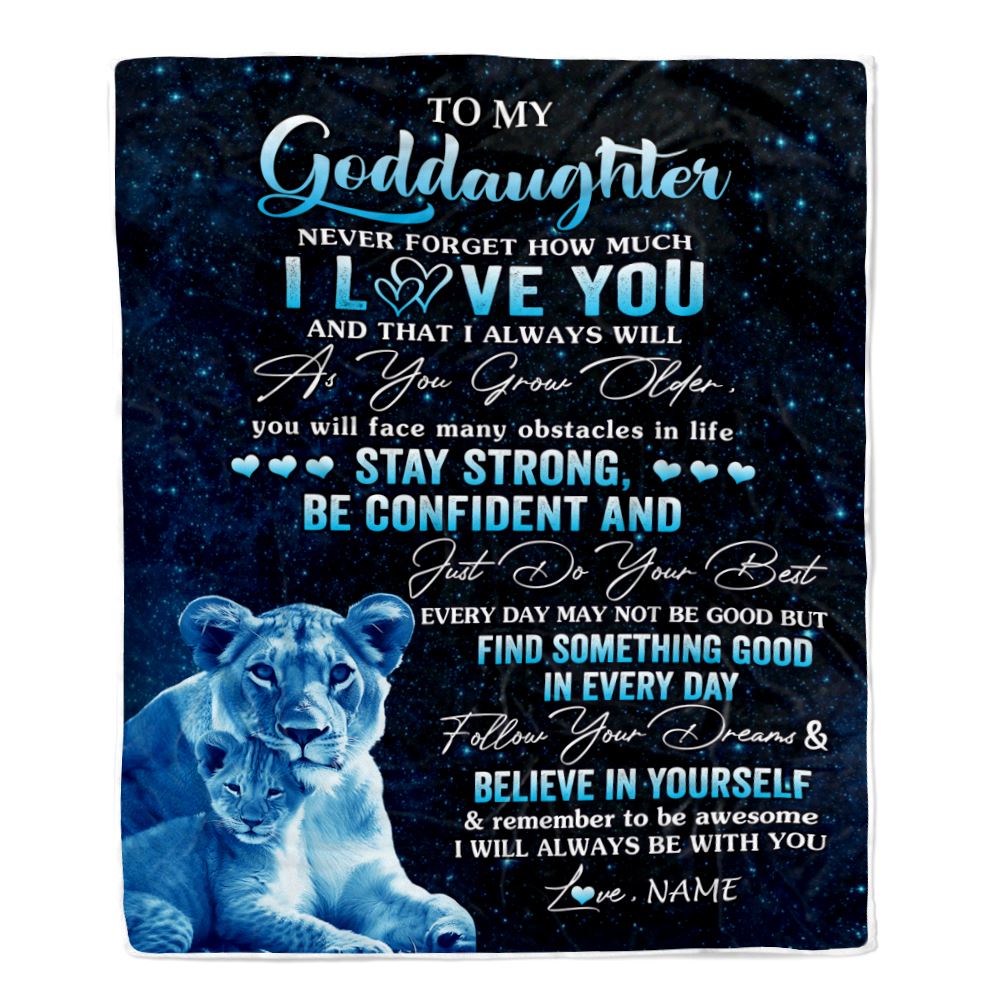 Personalized To My Goddaughter I Love You Forever Blanket From Godmother Lion Goddaughter Birthday Gifts Graduation Christmas Customized Fleece Blanket | siriusteestore