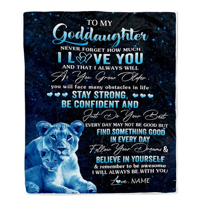 Personalized To My Goddaughter I Love You Forever Blanket From Godmother Lion Goddaughter Birthday Gifts Graduation Christmas Customized Fleece Blanket | siriusteestore