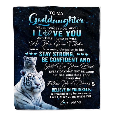 Personalized To My Goddaughter I Love You Forever Blanket From Godmother White Tiger Goddaughter Birthday Gifts Graduation Christmas Customized Fleece Blanket | siriusteestore
