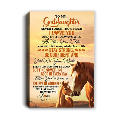 Personalized To My Goddaughter I Love You Forever Canvas From Godfather Aunt Horse Goddaughter Birthday Gifts Graduation Christmas Custom Wall Art Print Framed Canvas | siriusteestore
