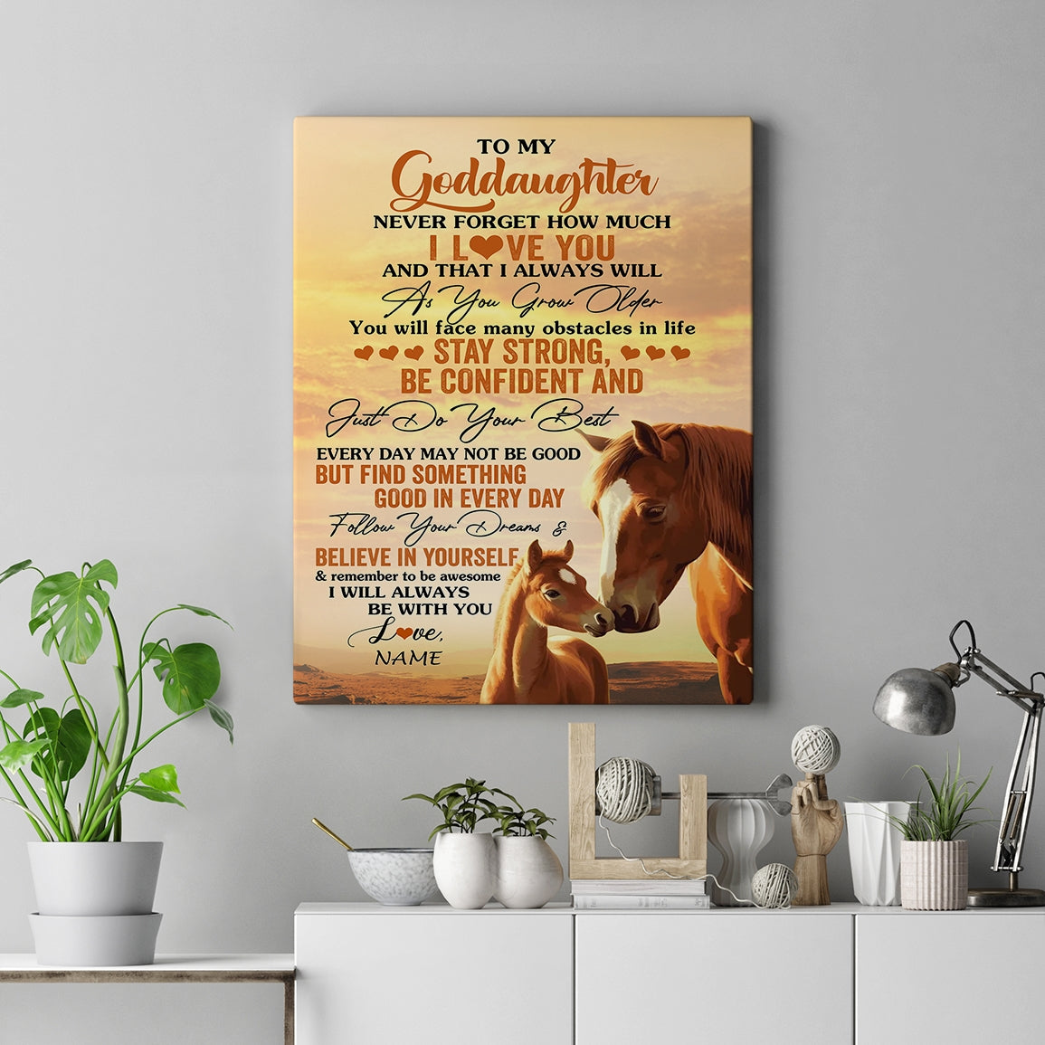 Personalized To My Goddaughter I Love You Forever Canvas From Godfather Aunt Horse Goddaughter Birthday Gifts Graduation Christmas Custom Wall Art Print Framed Canvas | siriusteestore
