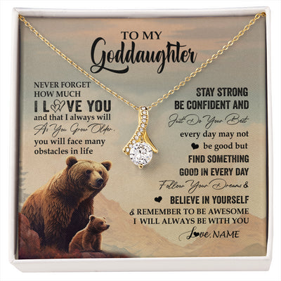 Alluring Beauty Necklace 18K Yellow Gold Finish | 1 | Personalized To My Goddaughter I Love You Forever Necklace From Aunt Uncle Bear Goddaughter Birthday Graduation Christmas Customized Gift Box Message Card | siriusteestore