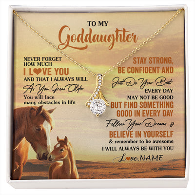 Alluring Beauty Necklace 18K Yellow Gold Finish | 1 | Personalized To My Goddaughter I Love You Forever Necklace From Godfather Aunt Horse Goddaughter Birthday JewelryChristmas Customized Gift Box Message Card | siriusteestore