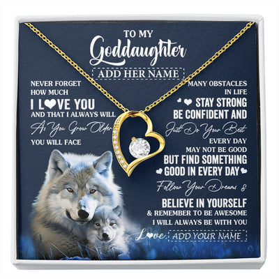 Forever Love Necklace 18K Yellow Gold Finish | 1 | Personalized To My Goddaughter I Love You Forever Necklace From Godmother Wolf Goddaughter Birthday Gifts Graduation Christmas Custom Gift Box Message Card | siriusteestore.myshopify