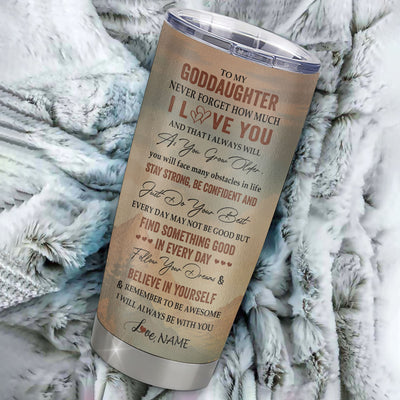 Personalized To My Goddaughter I Love You Forever Tumbler From Godmother Stainless Steel Cup Bear Goddaughter Birthday Gifts Graduation Christmas Custom Travel Mug | siriusteestore