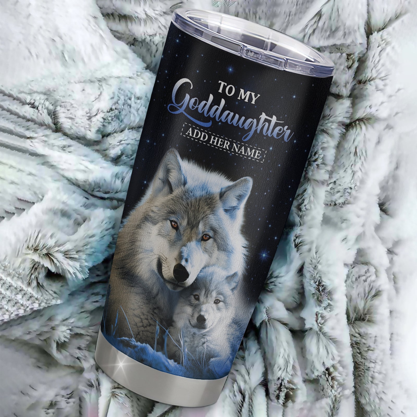 Personalized To My Goddaughter I Love You Forever Tumbler From Godmother Wolf Goddaughter Birthday Gifts Graduation Christmas Custom Stainless Steel Cup Travel Mug | siriusteestore