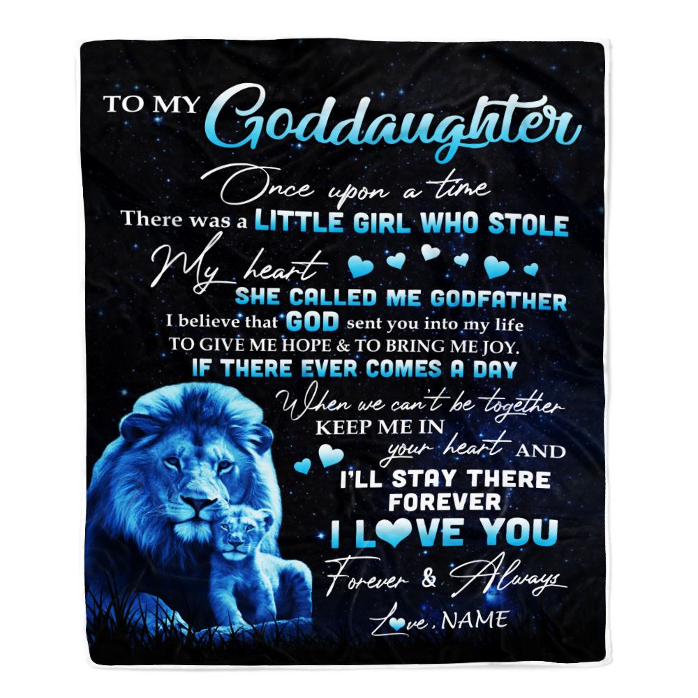 Personalized To My Goddaughter Lion Blanket From Godfather I'll Stay There Forever Goddaughter Birthday Graduation Christmas Customized Bed Fleece Blanket | siriusteestore