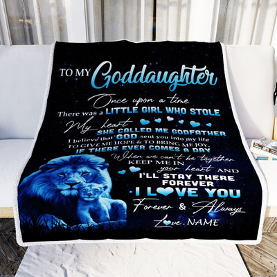 Personalized To My Goddaughter Lion Blanket From Godfather I'll Stay There Forever Goddaughter Birthday Graduation Christmas Customized Bed Fleece Blanket | siriusteestore