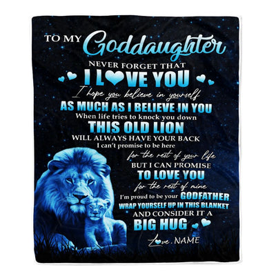 Personalized To My Goddaughter Lion Blanket From Godfather Never Forget I Love You Goddaughter Birthday Graduation Christmas Customized Bed Fleece Blanket | siriusteestore