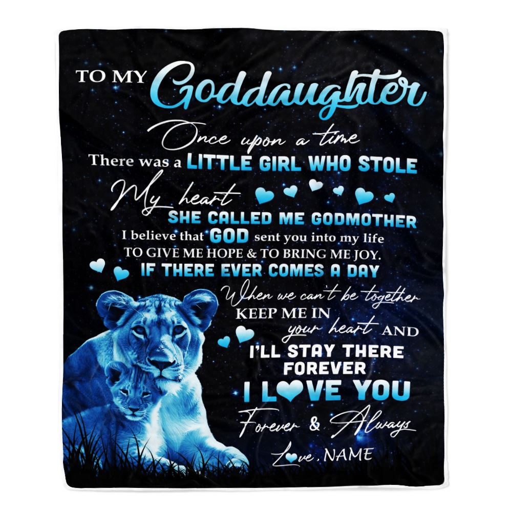 Personalized To My Goddaughter Lion Blanket From Godmother I'll Stay There Forever Goddaughter Birthday Graduation Christmas Customized Bed Fleece Blanket | siriusteestore
