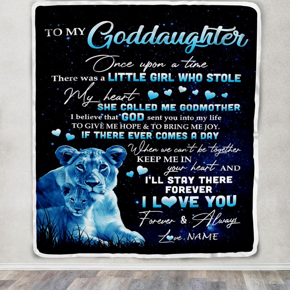 Personalized To My Goddaughter Lion Blanket From Godmother I'll Stay There Forever Goddaughter Birthday Graduation Christmas Customized Bed Fleece Blanket | siriusteestore