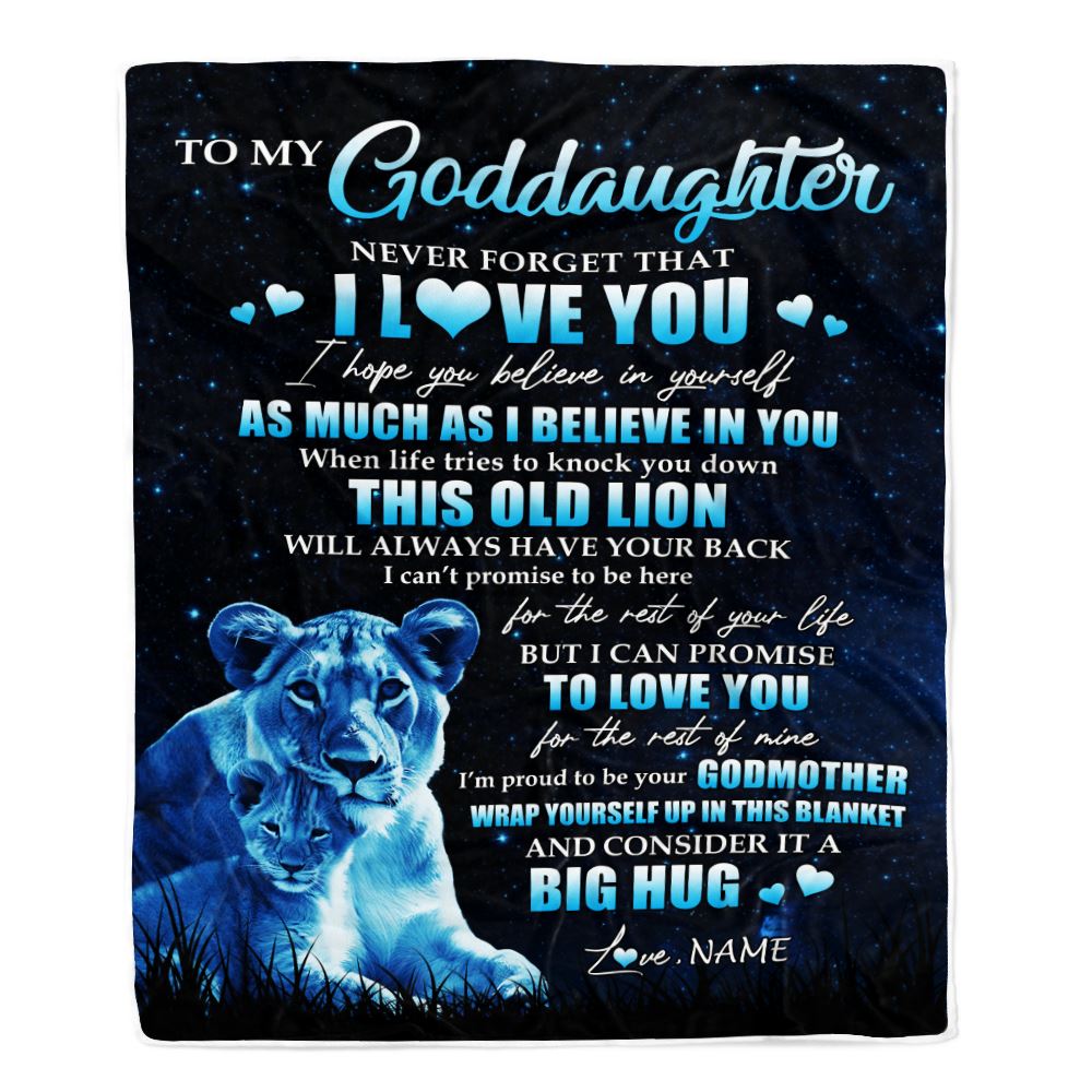 Personalized To My Goddaughter Lion Blanket From Godmother Never Forget I Love You Goddaughter Birthday Graduation Christmas Customized Bed Fleece Blanket | siriusteestore