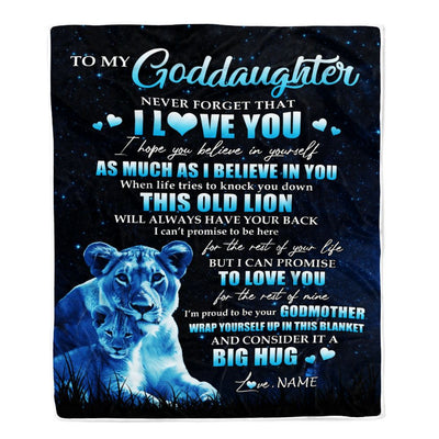 Personalized To My Goddaughter Lion Blanket From Godmother Never Forget I Love You Goddaughter Birthday Graduation Christmas Customized Bed Fleece Blanket | siriusteestore