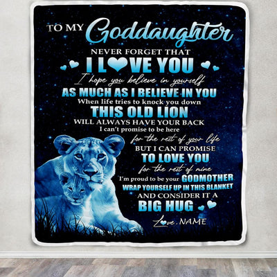 Personalized To My Goddaughter Lion Blanket From Godmother Never Forget I Love You Goddaughter Birthday Graduation Christmas Customized Bed Fleece Blanket | siriusteestore