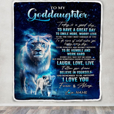 Personalized To My Goddaughter Lion Blanket From Godmother Today Is A Good Day Goddaughter Gifts Birthday Graduation Christmas Customized Bed Fleece Blanket | siriusteestore