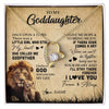 Forever Love Necklace 18K Yellow Gold Finish | Personalized To My Goddaughter Lion Necklace From Godfather I'll Stay There Forever Goddaughter Birthday Graduation Christmas Customized Gift Box Message Card | siriusteestore