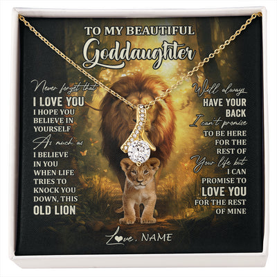 Alluring Beauty Necklace 18K Yellow Gold Finish | 1 | Personalized To My Goddaughter Lion Necklace From Godfather Never Forget That I Love You Niece Birthday Graduation Christmas Customized Gift Box Message Card | siriusteestore