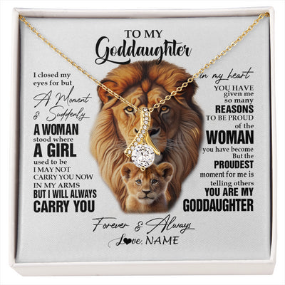 Alluring Beauty Necklace 18K Yellow Gold Finish | 1 | Personalized To My Goddaughter Lion Necklace From Godfather Uncle I Closed My Eyes Great Goddaughter Birthday Gifts Christmas Customized Gift Box Message Card | siriusteestore