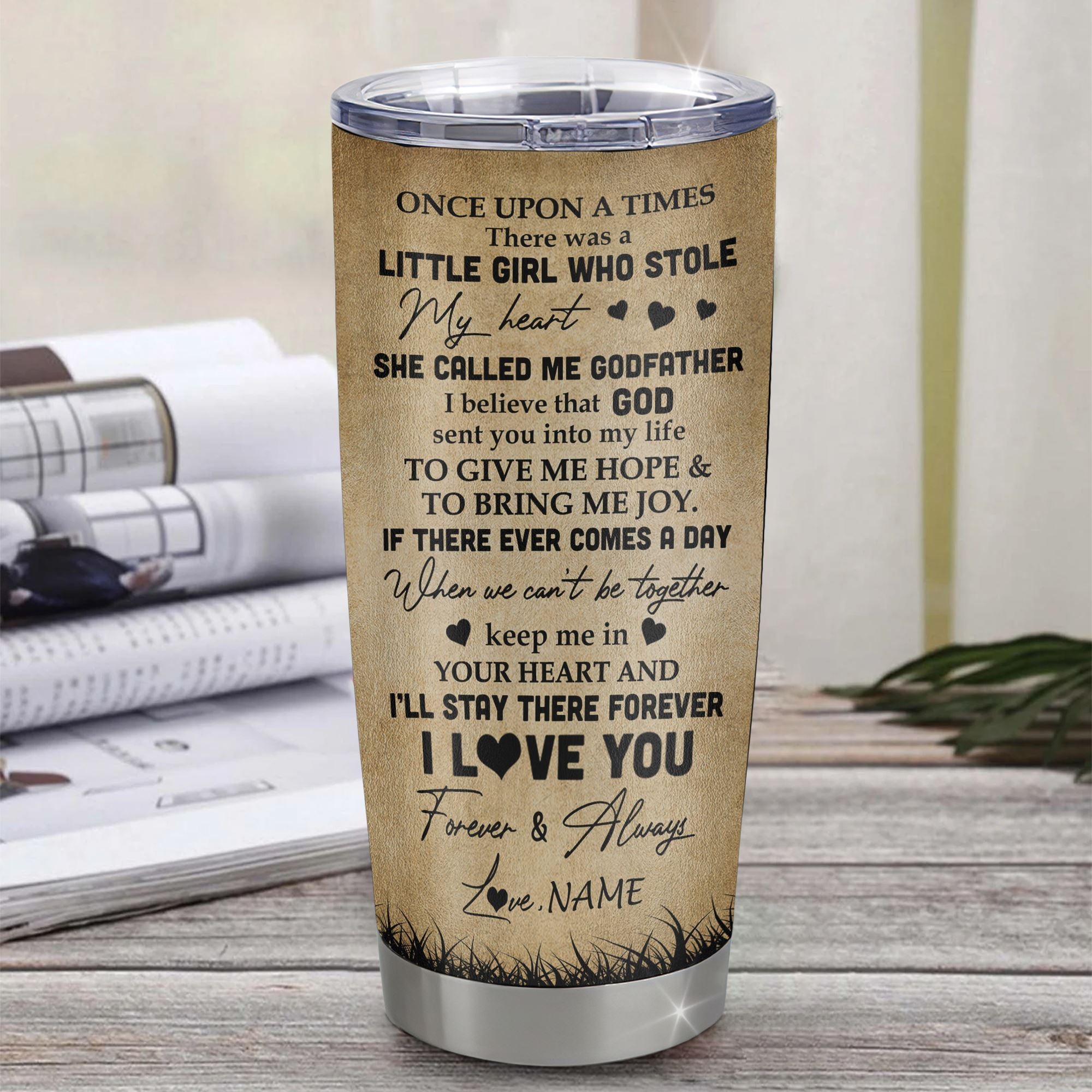 Personalized To My Goddaughter Lion Tumbler From Godfather Stainless Steel Cup I'll Stay There Forever Goddaughter Birthday Graduation Christmas Travel Mug | siriusteestore