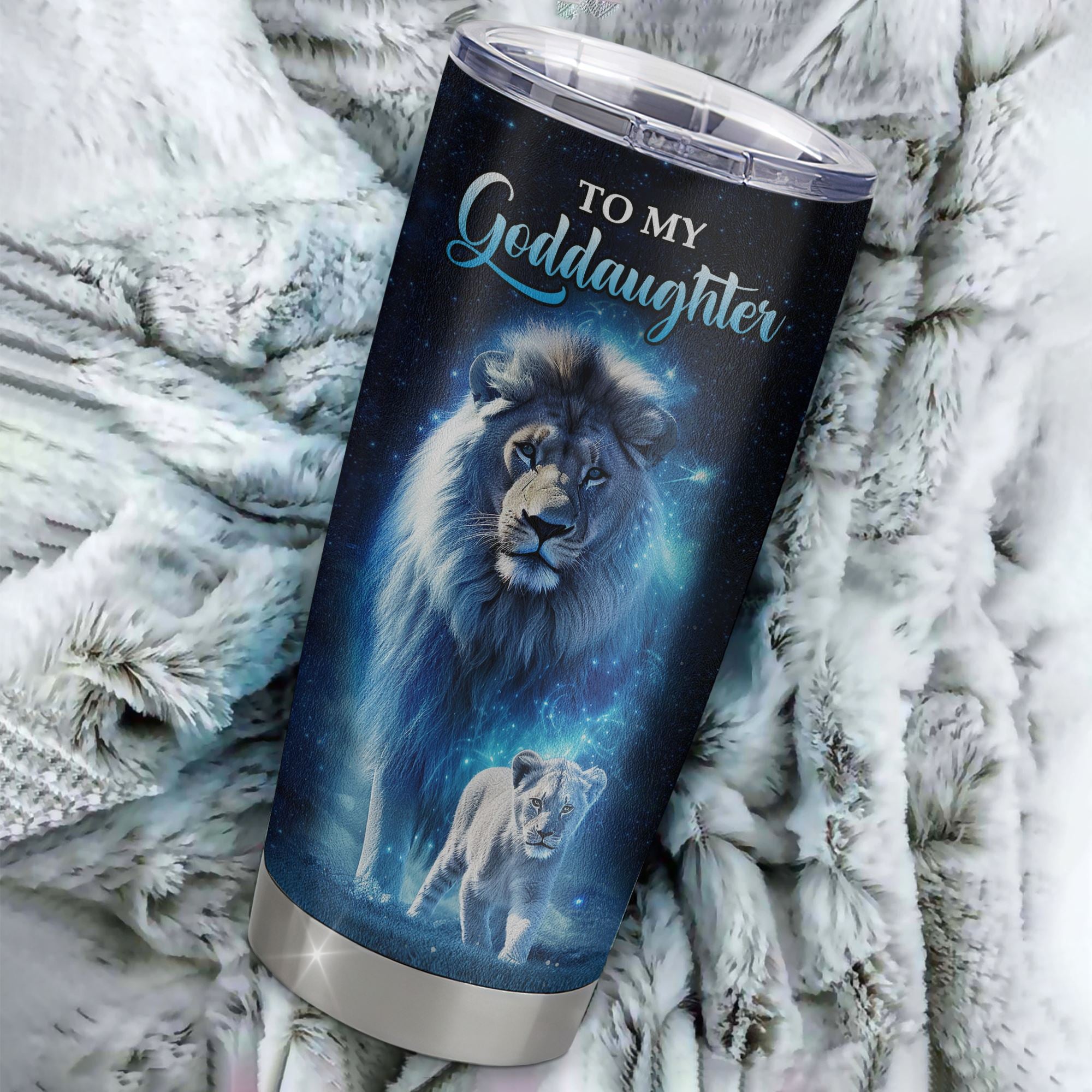 Personalized To My Goddaughter Lion Tumbler From Godfather Stainless Steel Cup Today Is A Good Day Goddaughter Gifts Birthday Graduation Christmas Custom Travel Mug | siriusteestore