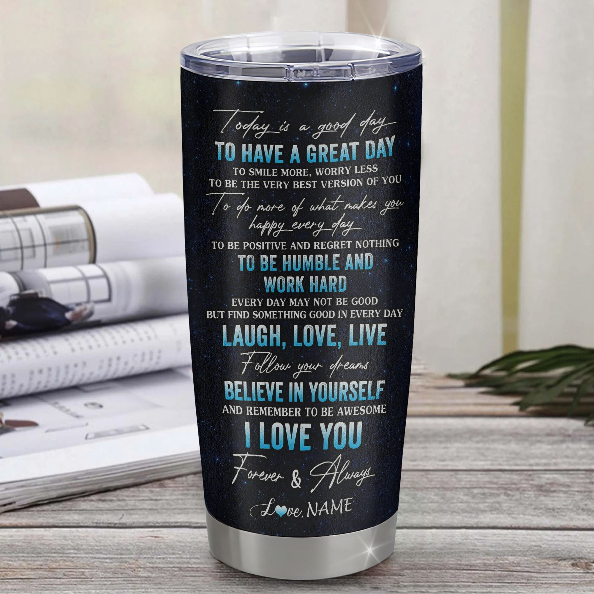 Personalized To My Goddaughter Lion Tumbler From Godfather Stainless Steel Cup Today Is A Good Day Goddaughter Gifts Birthday Graduation Christmas Custom Travel Mug | siriusteestore
