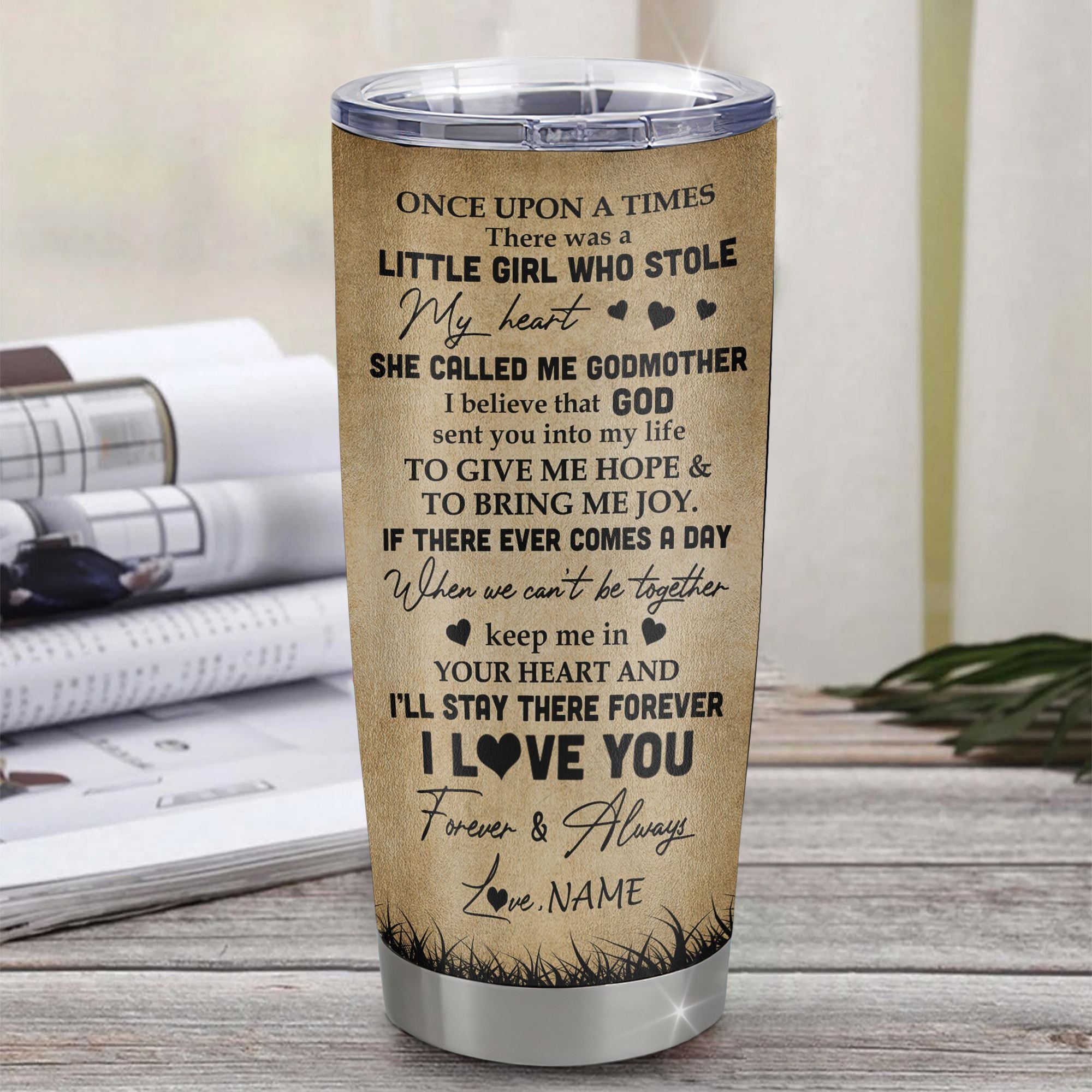 Personalized To My Goddaughter Lion Tumbler From Godmother Stainless Steel Cup I'll Stay There Forever Goddaughter Birthday Graduation Christmas Travel Mug | siriusteestore