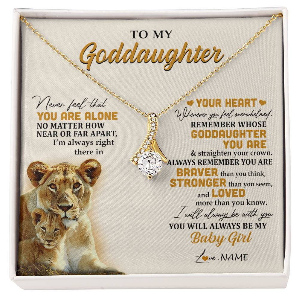 Alluring Beauty Necklace 18K Yellow Gold Finish | 1 | Personalized To My Goddaughter Necklace From Aunt Lion Never Feel That You Are Alone Great Goddaughter Birthday Christmas Customized Gift Box Message Card | siriusteestore