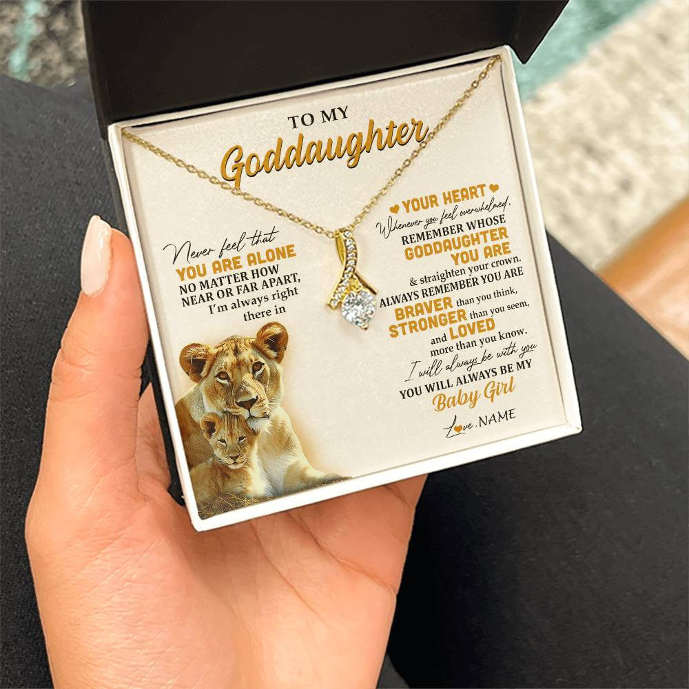 Alluring Beauty Necklace 18K Yellow Gold Finish | 2 | Personalized To My Goddaughter Necklace From Aunt Lion Never Feel That You Are Alone Great Goddaughter Birthday Christmas Customized Gift Box Message Card | siriusteestore