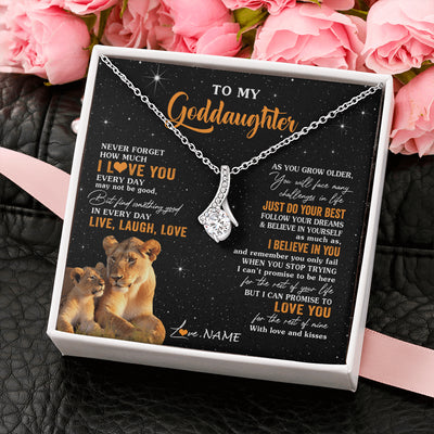 Alluring Beauty Necklace 14K White Gold Finish | 2 | Personalized To My Goddaughter Necklace From Aunt Live Laugh Love Lion Goddaughter Birthday Positive Graduation Christmas Customized Gift Box Message Card | siriusteestore