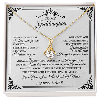 Alluring Beauty Necklace 18K Yellow Gold Finish | 1 | Personalized To My Goddaughter Necklace From Aunt Uncle I Love You Forever Goddaughter Birthday Jewelry Graduation Christmas Customized Gift Box Message Card | siriusteestore