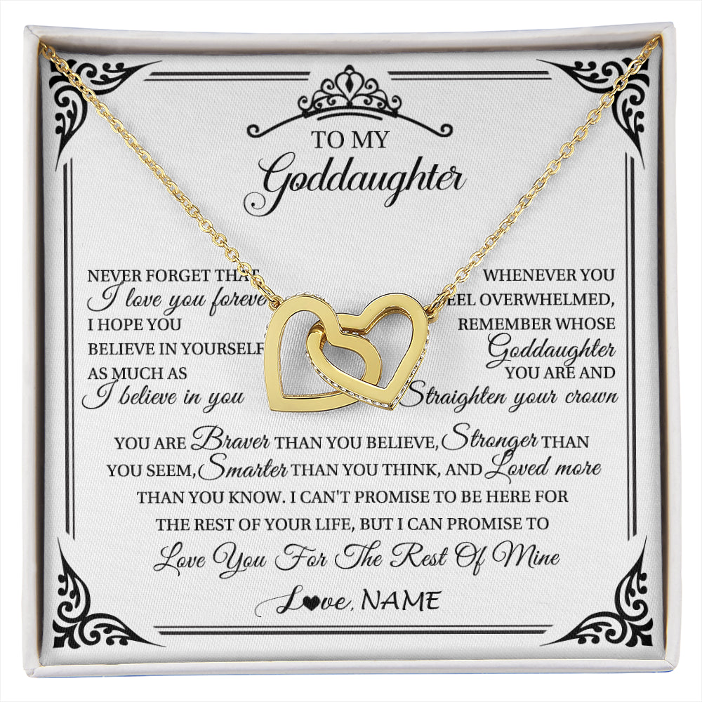 Interlocking Hearts Necklace 18K Yellow Gold Finish | 1 | Personalized To My Goddaughter Necklace From Aunt Uncle I Love You Forever Goddaughter Birthday Jewelry Graduation Christmas Customized Gift Box Message Card | siriusteestore