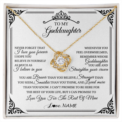 Love Knot Necklace 18K Yellow Gold Finish | 1 | Personalized To My Goddaughter Necklace From Aunt Uncle I Love You Forever Goddaughter Birthday Jewelry Graduation Christmas Customized Gift Box Message Card | siriusteestore