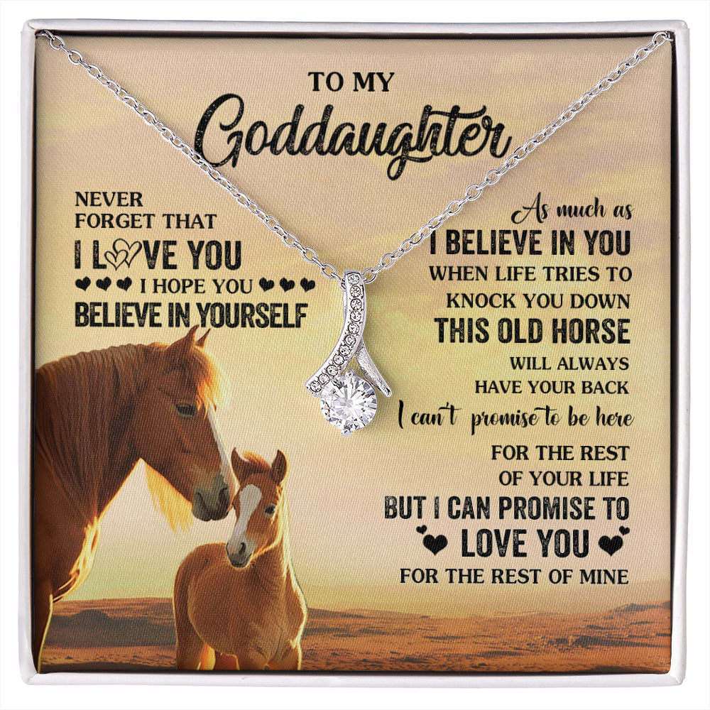 Alluring Beauty Necklace 14K White Gold Finish | 1 | Personalized To My Goddaughter Necklace From Aunt Uncle This Old Horse Love You Goddaughter Birthday Jewelry Christmas Customized Gift Box Message Card | siriusteestore