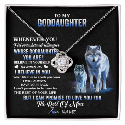 Love Knot Necklace 14K White Gold Finish | 1 | Personalized To My Goddaughter Necklace From Aunt Uncle Whenever You Feel Wolf Goddaughter Birthday Gifts Jewelry Christmas Customized Gift Box Message Card | siriusteestore
